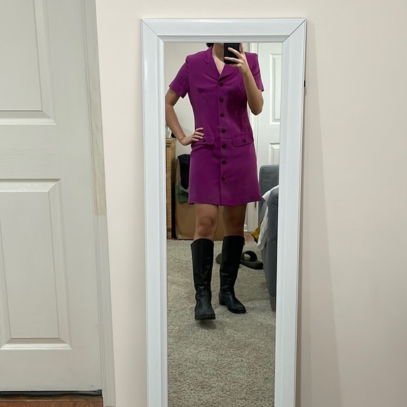 Vintage Shoulder Pads 60’s Dress, 100% Silk - Picture 2 of 4